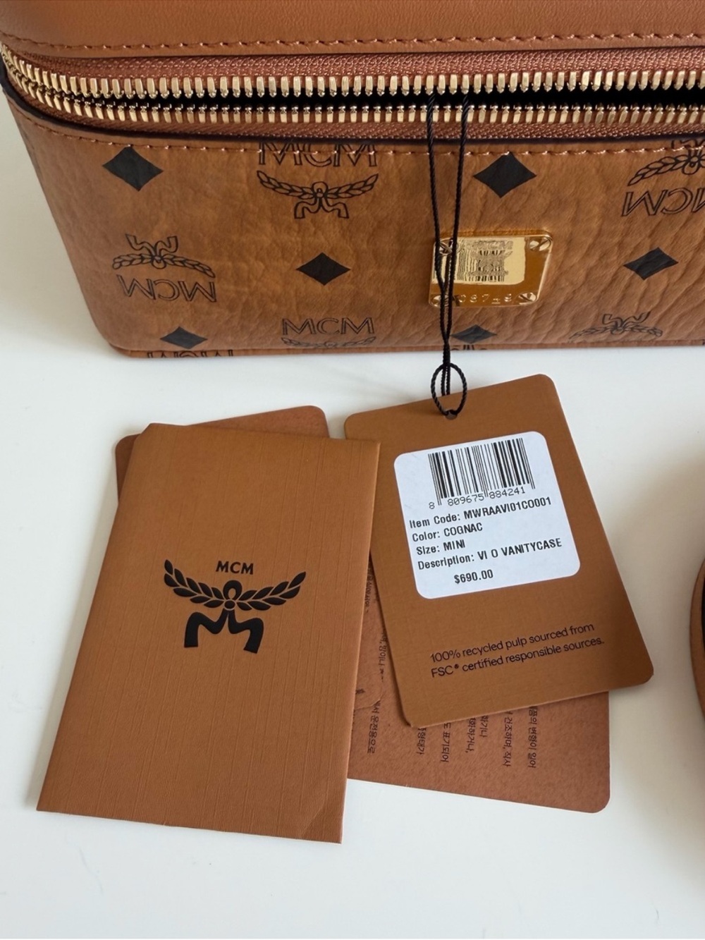 MCM Cognac Monogram Vanity Case with Gold Hardware - Picture 5 of 11